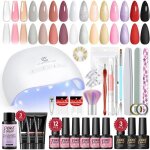 Kit ongle gel uv complet avec lampe 12 couleurs brillant paillet vernis semi permanent et 3 couleurs ...