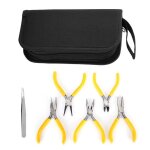 Kit doutils de pinces à bijoux professionnelles 5 pièces pour fabrication de perles à bec rond et courbé ... Kit doutils de pinces à bijoux professionnelles 5 pièces pour fabrication de perles à bec rond et courbé ...