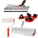 Kit outils ragr�age - rouleaux d�bulleurs 25 - 50cm - r�teau autonivelant 56cm - chaussures pointes acier ...