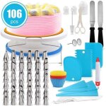 Kit de ptisserie - 106 pcs - plateau tournant - dcoration gteaux tartes beignets biscuits