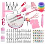 Kit de p�tisserie - plateau tournant - 196 pcs - couleur rose - outils de d�coration