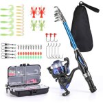 Kit de p�che complet - okz - canne t�lescopique 15m - moulinet � giratoire - sac de rangement - 15 leurres ...