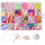 Kits de perles en acrylique pour enfants bracelets colliers jeux artisanaux bijoux pour filles coffret ...