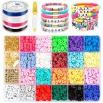 Kit de perles en argile polym�re � faire soi - m�me perles despacement rondes plates de 6 mm 20 couleurs ...