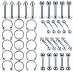 Kit de piercings en acier inoxydable 40 pices pour le nez la lvre la langue les sourcils