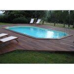 Kit piscine hors sol en bois ubbink oca - 400 x 610 x 130 cm - ovale (avec filtre  sable chelle intrieure ...