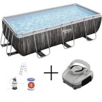 Kit piscine hors sol tubulaire bestway - power steel? - 404 x 201 x 100 cm - rectangulaire + robot piscine ...