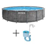 Kit piscine hors sol tubulaire intex - pris frame - 457 x 122 cm - ronde (pompe, bche, tapis de sol) ...