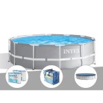 Kit piscine tubulaire intex prism frame ronde 366 x 122 m + bche  bulles + 6 cartouches de filtration ...