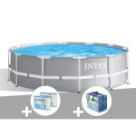 Kit piscine tubulaire intex prism frame ronde 366 x 099 m + b�che � bulles + 6 cartouches de filtration ...