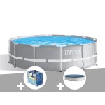 Kit piscine tubulaire intex prism frame ronde 366 x 122 m + b�che � bulles + b�che de protection