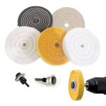 Kit de polissage - 7 disques 10cm - coton denim sisal - pour bois cire bijoux - 2 poignes