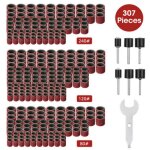 Kit ponceuse  tambour 307pcs - 300 manchons de ponage (80# / 120# / 240#) + 6 mandrins