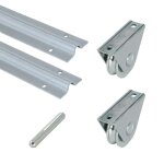 Kit de portail 4 mtres pour gorge ronde 16 mm 2 rails l 2 mtres 1 jonction 2 roues ou galets 1 plaque ...