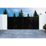 Lot portail battant et poteaux - casanoov - nali veleta - 35m h. 140cm - noir mat - acier / 2 poteaux ...