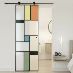 Kit porte coulissante en verre + rail coulissant - mondo opaque - h. 204 x l. 73 - fabrication franaise ...