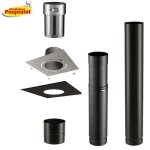 Kit raccordement conduit maill avec plaque finition pour poles  bois - poujoulat diamtre 150