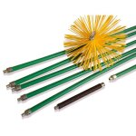 Kit ramonage pro Ø180 mm 8 m (6 cannes Ø18 mm creuses) hérisson synthétique ressort conduits gainés Kit ramonage pro Ø180 mm 8 m (6 cannes Ø18 mm creuses) hérisson synthétique ressort conduits gainés