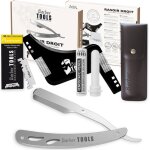 Kit de rasage homme rasoir barbe homme / coupe choux barbe avec 50 lames simples + chiffon + stick dalun ...
