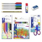 Kit de rentre des classes - staedtler - ciseaux - crayons et feutres - colle - gomme - stylos