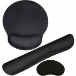 Kit repose - poignet ergonomique - tapis souris + support clavier antidrapant (noir mousse mmoire)