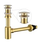 Kit siphon p lavabo salle de bain or bross - bonde  tirette sans trop - plein - laiton 1 - 1 / 4 - ...