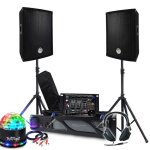 Kit sono bm sonic amplificateur 1000w, paire d'enceintes passives 2x300w, table de mixage, pieds, casque ...