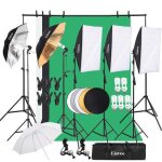 Kit studio photo professionnelle avec toile de fond 163m 5 clairage 45w ampoule et 1 sac de transport ...