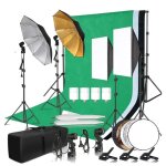Kit de studio photo support de fond 2. 6x3m softboxes 50cm x 70cm kit de studio photo 36