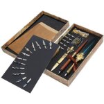 Kit stylo plume calligraphie - marron - 239x134x38 cm - ensemble de dessin - art vintage - collection ...