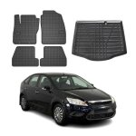 Kit tapis de sol et coffre pour ford focus mk2 2004 - 2011 5portes tpe noir