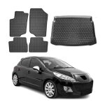 Kit tapis de sol et coffre pour peugeot 207 2006 - 2012 hb tpe noir Kit tapis de sol et coffre pour peugeot 207 2006 - 2012 hb tpe noir