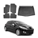 Kit tapis de sol et coffre pour peugeot 207 2006 - 2012 tpe noir Kit tapis de sol et coffre pour peugeot 207 2006 - 2012 tpe noir