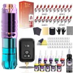 Kit de tatouage 20 pi�ces v2 aiguilles de tatouage blanches kit de stylo de tatouage d�grad� de couleur ...