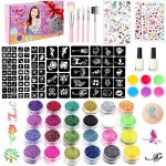 Kit de tatouage paillettes enfant - swamee - 30 couleurs - 189 pochoirs - 5 pinceaux - non - toxique ...
