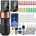 Kit de tatouage rotatif sans fil - zvvn - poseidon - 20 aiguilles - 2 batteries - encre incluse