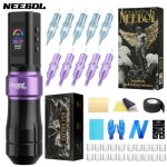 Kit de tatouage sans fil - machine à tatouer rotative avec écran led et 6 heures 20 aiguilles et 10 cartouches ... Kit de tatouage sans fil - machine à tatouer rotative avec écran led et 6 heures 20 aiguilles et 10 cartouches ...