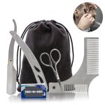 Kit de toilettage de barbe haut de gamme pour hommes comprend un rasoir professionnel � bord droit un ...