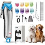 Kit de toilettage professionnel pour chien tondeuse  poils en acier inoxydable rechargeable  faible ...