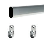 Kit tringle penderie 1m ? ovale 30x15 mm ? acier chrom� + 2 supports