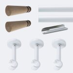 Kit tringle rideaux blanc 300cm �20mm c�ne bois - mur - boulet