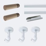 Kit tringle rideaux blanc 300cm �20mm cylindre bois - plafond - boulet