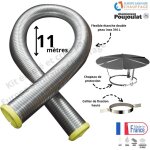 Kit tubage flexible double peau inox diamtre 100 + collier de fixation haute + chapeau poujoulat longueur ...