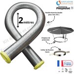 Kit tubage flexible double peau inox diam�tre 100 + collier de fixation haute + chapeau poujoulat longueur ...