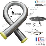 Kit tubage flexible double peau inox diam�tre 100 + collier de fixation haute + chapeau poujoulat longueur ...