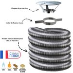 Kit tubage flexible double peau inox diam�tre 130 + collier + chapeau edilinox longueur du conduit 4 ...
