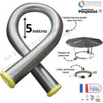 Kit tubage flexible double peau inox diamtre 130 + collier de fixation haute + chapeau poujoulat longueur ...