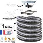 Kit tubage flexible double peau inox diam�tre 200 + collier + chapeau edilinox longueur du conduit 1 ...