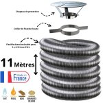 Kit tubage flexible double peau inox diamtre 200 + collier + chapeau edilinox longueur du conduit 11 ...