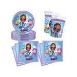 Kit vaisselle jetable anniversaire enfant 10 personnes - assiettes gobelets serviettes en papier violet ...